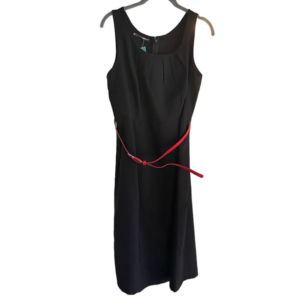 Maurices Black Sleeveless Belted Sheath Dress Knee Length Size 14